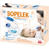 Sopelek 3+, aspirator do nosa, od urodzenia, vacuum + adapter + filtry do aspiratora, jednorazowe, 10 sztuk + podkłady higieniczne, 2 sztuki USZKODZONE OPAKOWANIE - miniaturka zdjęcia produktu