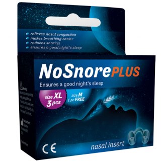 NoSnore Plus, wkładki do nosa, rozmiar XL x 3 sztuki + rozmiar M x 1 sztuka - zdjęcie produktu