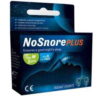 NoSnore Plus, wkładki do nosa, rozmiar M x 3 sztuki + rozmiar XL x 1 sztuka - zdjęcie produktu