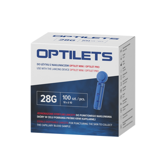 Optilets, lancety sterylne, jednorazowe, 100 sztuk USZKODZONE OPAKOWANIE - zdjęcie produktu