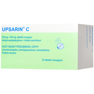 Upsarin C 330 mg + 200 mg, 20 tabletek musujących (import równoległy) - zdjęcie produktu