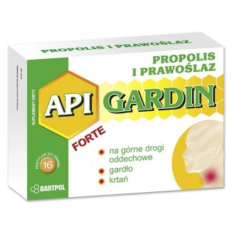 Api Gardin Forte, Propolis, prawoślaz, 16 pastylek do ssania Api Gardin Forte, Propolis, prawoślaz, 16 pastylek do ssania - zdjęcie produktu