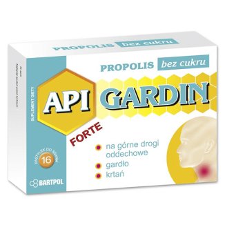 Api Gardin Forte, z Propolisem, bez cukru, 16 pastylek do ssania Api Gardin Forte, z Propolisem, bez cukru, 16 pastylek do ssania - zdjęcie produktu
