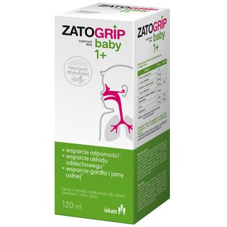 ZatoGrip Baby 1+, syrop dla dzieci, smak malinowy, 120 ml - zdjęcie produktu