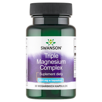 Swanson Triple Magnesium Complex, magnez 400 mg, 30 kapsułek Swanson Triple Magnesium Complex, magnez 400 mg, 30 kapsułek - zdjęcie produktu