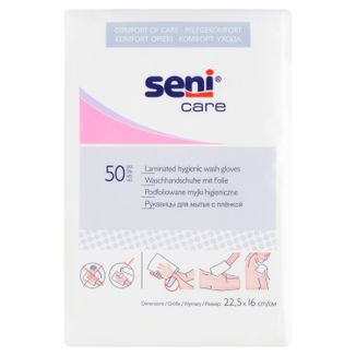 Seni Care, myjki higieniczne, podfoliowane, 22,5 cm x 16 cm, 50 sztuk - zdjęcie produktu