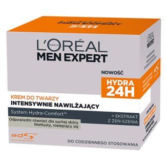 L’Oreal Men Expert Hydra 24h, krem intensywnie nawilżający do twarzy, 50 ml - 2 L’Oreal Men Expert Hydra 24h, krem intensywnie nawilżający do twarzy, 50 ml - 2 - zdjęcie produktu