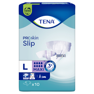 Tena Slip ProSkin, pieluchomajtki, rozmiar L, 92-144 cm, Maxi, 10 sztuk USZKODZONE OPAKOWANIE - zdjęcie produktu