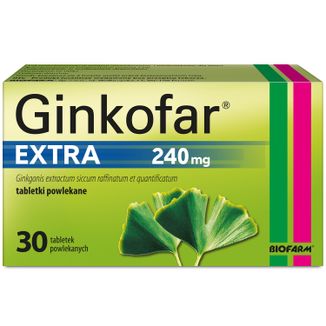 Ginkofar Extra 240 mg, 30 tabletek powlekanych Ginkofar Extra 240 mg, 30 tabletek powlekanych - zdjęcie produktu
