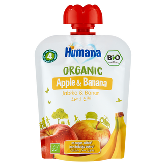 Humana, Organic mus, jabłko-banan, po 4 miesiącu życia, 90 g - zdjęcie produktu