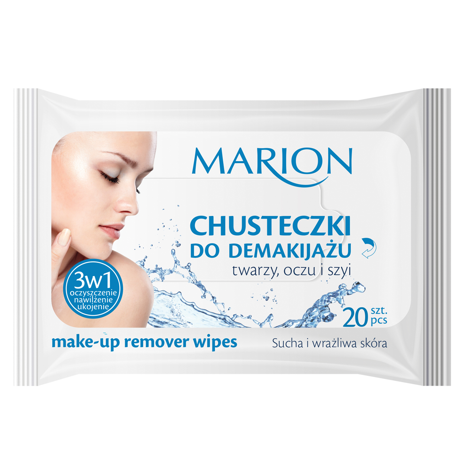 Nieznana Marion, chusteczki do demakijażu, skóra sucha i wrażliwa, 20 sztuk