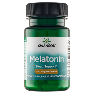 Swanson Melatonin, melatonina 500 mcg, 60 kapsułek wegetariańskich - zdjęcie produktu
