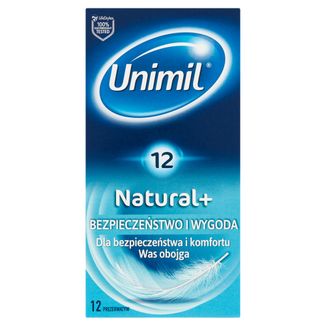 Unimil Natural+, prezerwatywy klasyczne, 12 sztuk - zdjęcie produktu