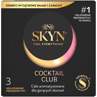 Unimil Skyn Cocktail Club, nielateksowe prezerwatywy aromatyzowane, 3 sztuki Unimil Skyn Cocktail Club, nielateksowe prezerwatywy aromatyzowane, 3 sztuki - zdjęcie produktu