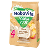 BoboVita Porcja Zbóż Kaszka manna, brzoskwinia-banan, mleczna, bez dodatku cukru, po 4 miesiącu, 210 g KRÓTKA DATA - miniaturka zdjęcia produktu