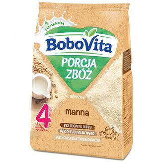 BoboVita Porcja Zbóż Kaszka manna, mleczna, bez dodatku cukru, po 4 miesiącu, 210 g - zdjęcie produktu