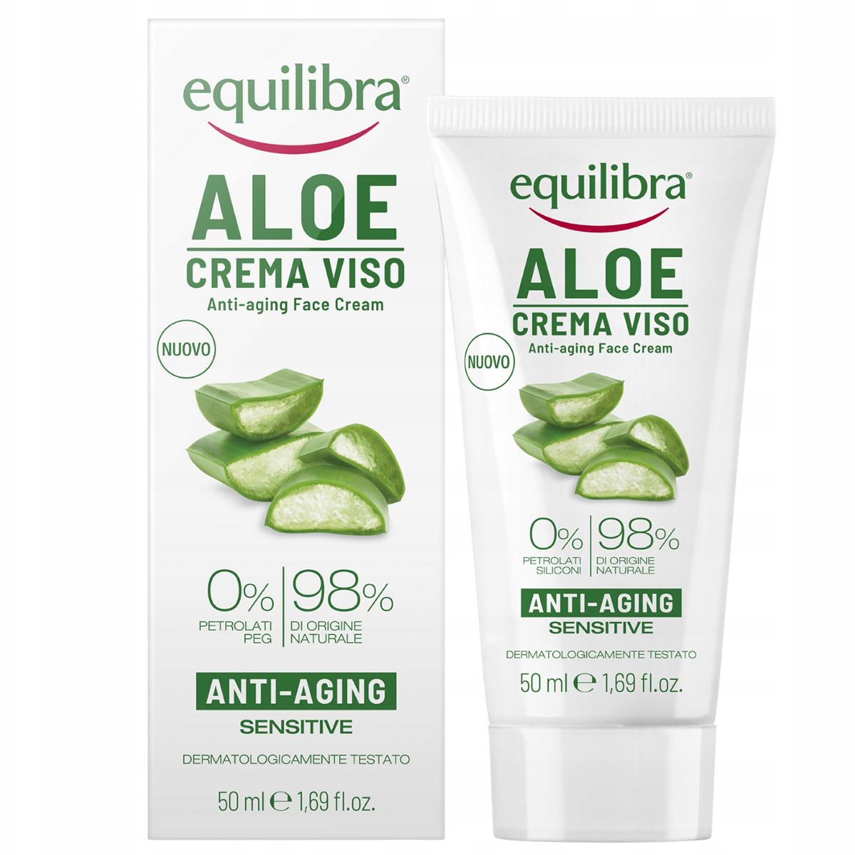 Nieznana Equilibra Aloe, przeciwstarzeniowy krem do twarzy, aloesowy, 50 ml