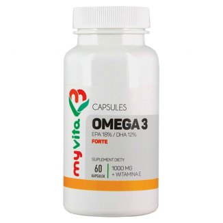 MyVita, Omega-3 forte + witamina E, EPA/ DHA, 60 kapsułek - zdjęcie produktu