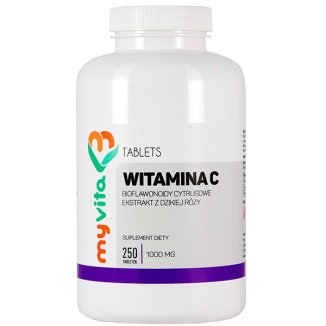 MyVita Witamina C 1000 mg + Bioflawonoidy Cytrusowe + Ekstrakt z Dzikiej Róży, 250 tabletek - zdjęcie produktu