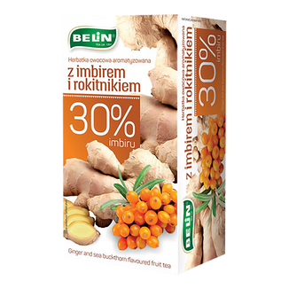 Belin Herbatka owocowa aromatyzowana z imbirem z rokitnikiem, 2 g x 20 saszetek USZKODZONE OPAKOWANIE Belin Herbatka owocowa aromatyzowana z imbirem z rokitnikiem, 2 g x 20 saszetek USZKODZONE OPAKOWANIE - zdjęcie produktu