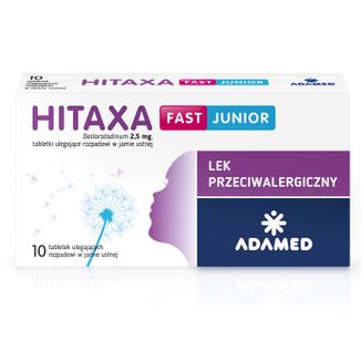 Hitaxa Fast Junior 2,5 mg, 10 tabletek ulegających rozpadowi w jamie ustnej USZKODZONE OPAKOWANIE - zdjęcie produktu