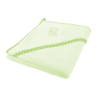 Bocioland, okrycie kąpielowe, 80 x 80 cm, bawełna 100%, ręcznik z kapturkiem, kolor zielony, 1 sztuka - zdjęcie produktu