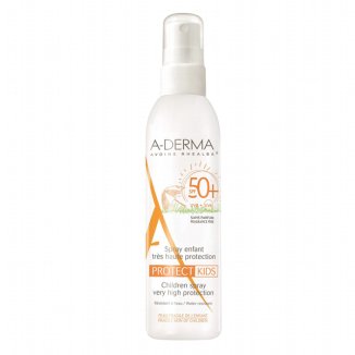 A-Derma Protect Kids, przeciwsłoneczny spray ochronny dla dzieci, SPF50+, 200 ml A-Derma Protect Kids, przeciwsłoneczny spray ochronny dla dzieci, SPF50+, 200 ml - zdjęcie produktu