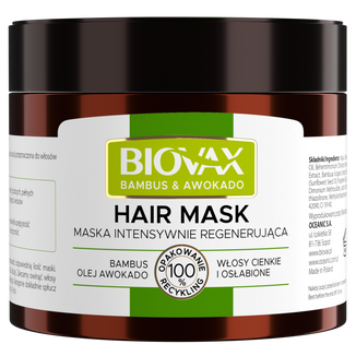 Biovax, maska intensywnie regenerująca, bambus i olej awokado, 250 ml - zdjęcie produktu