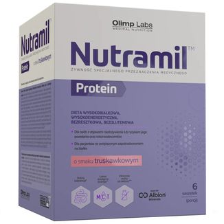 Olimp Nutramil Protein, preparat odżywczy, smak truskawkowy, 72 g x 6 saszetek - zdjęcie produktu