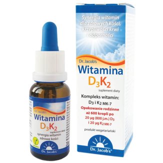 Dr. Jacob's Witamina D3K2, krople, 20 ml - zdjęcie produktu