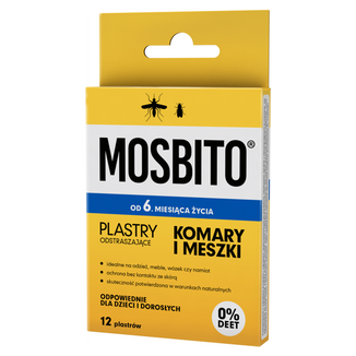 Mosbito, plastry odstraszające komary i meszki, 12 sztuk KRÓTKA DATA - zdjęcie produktu
