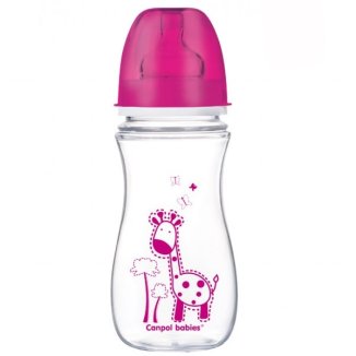 Canpol Babies EasyStart, butelka antykolkowa, szerokootworowa ze smoczkiem o szybkim przepływie, Kolorowe zwierzęta, od 12 miesiąca, 300 ml - zdjęcie produktu
