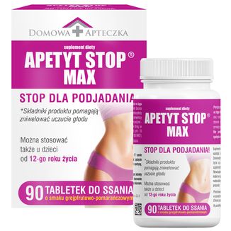Apetyt Stop Max, smak grejpfrutowo-pomarańczowy, 90 tabletek do ssania USZKODZONE OPAKOWANIE - zdjęcie produktu