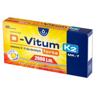 D-Vitum Forte 2000 j.m. K2 MK-7, 60 kapsułek USZKODZONE OPAKOWANIE - zdjęcie produktu