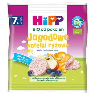 HiPP Wafelki ryżowe Bio, jagodowe, po 7 miesiącu, 30 g - zdjęcie produktu