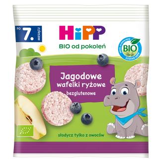 HiPP Wafelki ryżowe Bio, jagodowe, po 7 miesiącu, 30 g - zdjęcie produktu