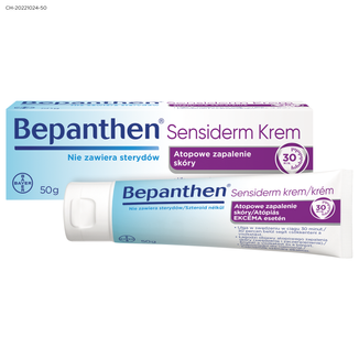 Bepanthen Sensiderm Krem, pielęgnacja w AZS i egzemie, od 1 miesiąca, 50 g - zdjęcie produktu