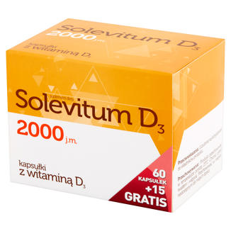 Solevitum D3 2000 j.m., 60 kapsułek + 15 kapsułek gratis - zdjęcie produktu