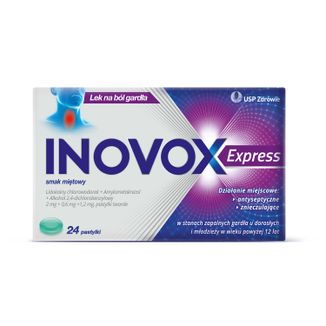 Inovox Express 2 mg + 0,6 mg + 1,2 mg, smak miętowy, 24 pastylki - zdjęcie produktu