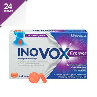 Inovox Express 2 mg + 0,6 mg + 1,2 mg, smak pomarańczowy, 24 pastylki - miniaturka 2 zdjęcia produktu