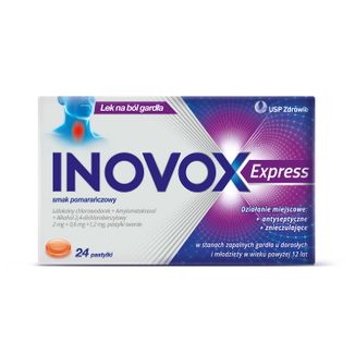 Inovox Express 2 mg + 0,6 mg + 1,2 mg, smak pomarańczowy, 24 pastylki - zdjęcie produktu