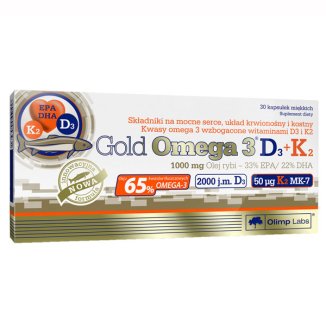 Olimp Gold Omega 3 D3 + K2, 30 kapsułek miękkich USZKODZONE OPAKOWANIE - zdjęcie produktu