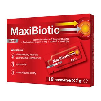 Maxibiotic (5 mg + 5000 UI + 400 UI)/ g, maść, 1 g x 10 saszetek - zdjęcie produktu