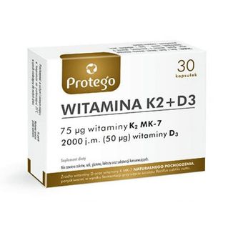Protego Witamina K2 + D3, 30 kapsułek KRÓTKA DATA Protego Witamina K2 + D3, 30 kapsułek KRÓTKA DATA - zdjęcie produktu