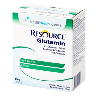 Resource Glutamin, preparat aminokwasowy, smak neutralny, 5 g x 20 saszetek USZKODZONE OPAKOWANIE - zdjęcie produktu