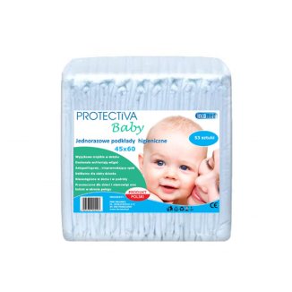 Protectiva Baby, podkłady higieniczne, jednorazowe, 45 cm x 60 cm, 53 sztuk - zdjęcie produktu