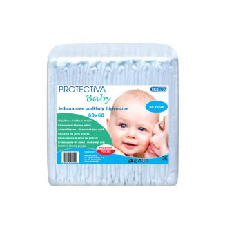 Protectiva Baby, podkłady higieniczne, jednorazowe, 60 cm x 60 cm, 50 sztuk - zdjęcie produktu