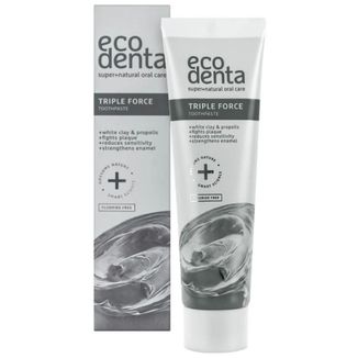 Ecodenta Triple Force, pasta do zębów o potrójnym działaniu, z białą glinką i propolisem, bez fluoru, 100 ml USZKODZONE OPAKOWANIE - zdjęcie produktu