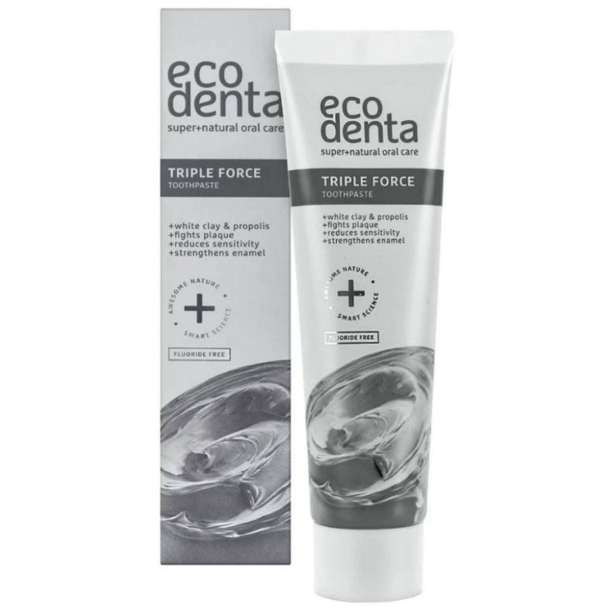 Ecodenta Ecodenta Triple Force, pasta do zębów o potrójnym działaniu, z białą glinką i propolisem, bez fluoru, 100 ml