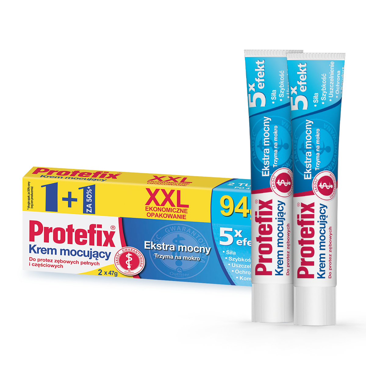 Protefix Protefix, krem mocujący do protez zębowych, extra mocny, 2 x 47 g